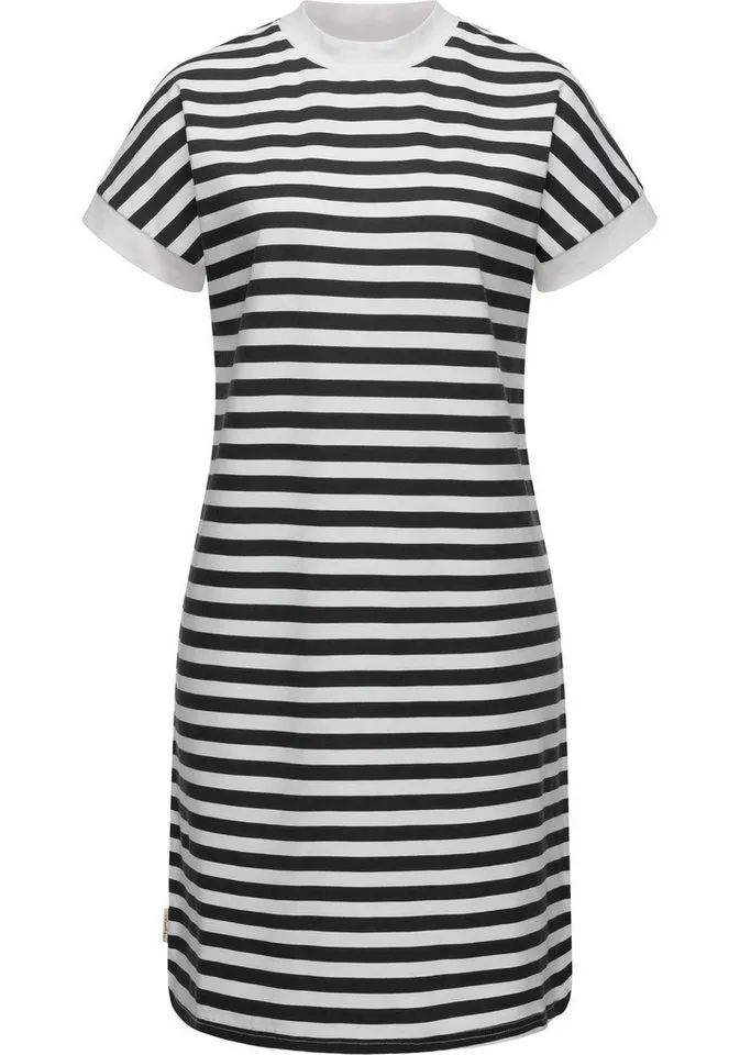 ragwear ragwear Shirtkleid Katchi Stripes Lässiges gestreiftes Damen Sommerkleid, Schwarz, – Produktbild 1 von 2