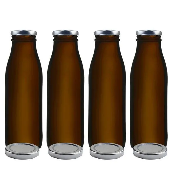 mikken mikken 4x Milchflasche braun 500 ml mit Ersatzdeckel Blueseal – Produktbild 2 von 5