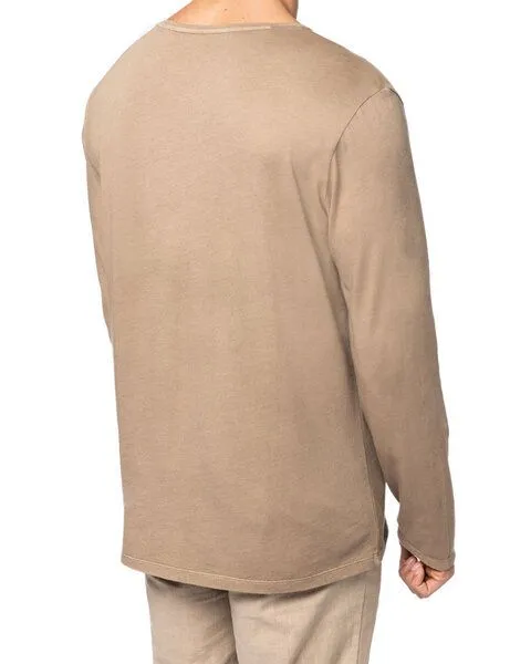YTWOO YTWOO Ausgewaschenes Herren Langarmshirt aus Bio-Baumwolle - Made in Portugal, Beige, – Produktbild 4 von 4