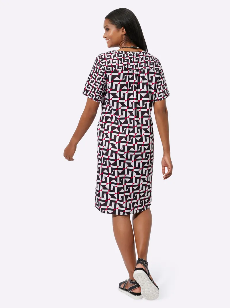 Witt Witt Druckkleid schwarz-rot-bedruckt, Schwarz-rot-bedruckt, – Produktbild 1 von 2