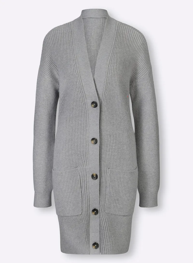 heine Longstrickjacke grau-meliert, Grau-meliert, – Produktbild 2 von 2