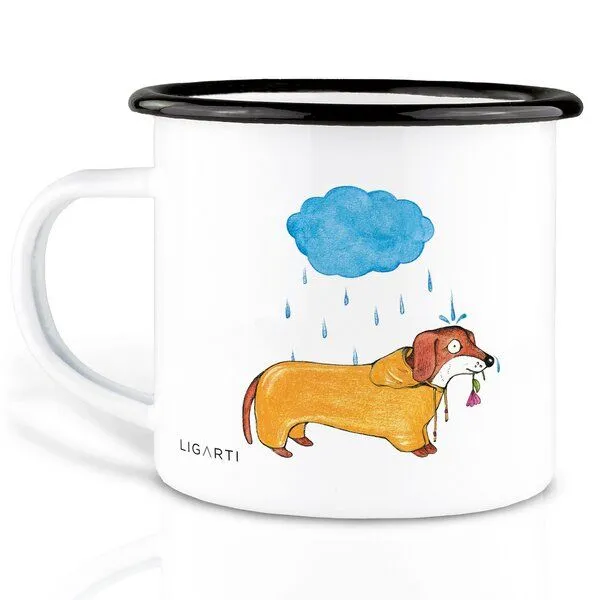 LIGARTI Emaille Tasse – Dackelduo – LIGARTI Tiermanufaktur – Produktbild 2 von 4