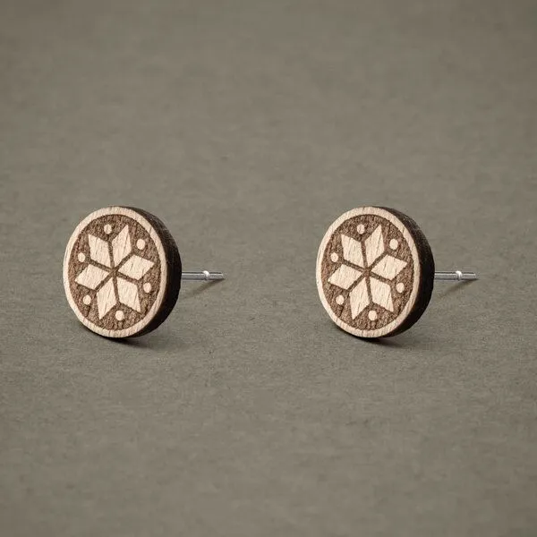 feinformart feinformart Ohrstecker aus Holz geometrische Blume dunkel 9mm – Produktbild 1 von 4