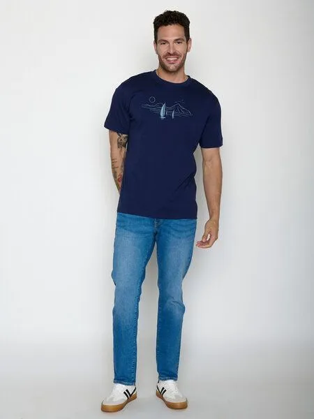 GreenBomb GREENBOMB Sail Away Fusion - Lässiges Oversize-T-Shirt aus Bio-Baumwolle / hochwertiger Print / GOTS / Fair & Vegan, Blau (marineblau), – Produktbild 3 von 4