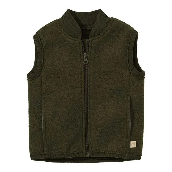 Disana Disana Kinder Zipper-Weste kbT Schurwolle, Oliv, – Produktbild 1 von 4