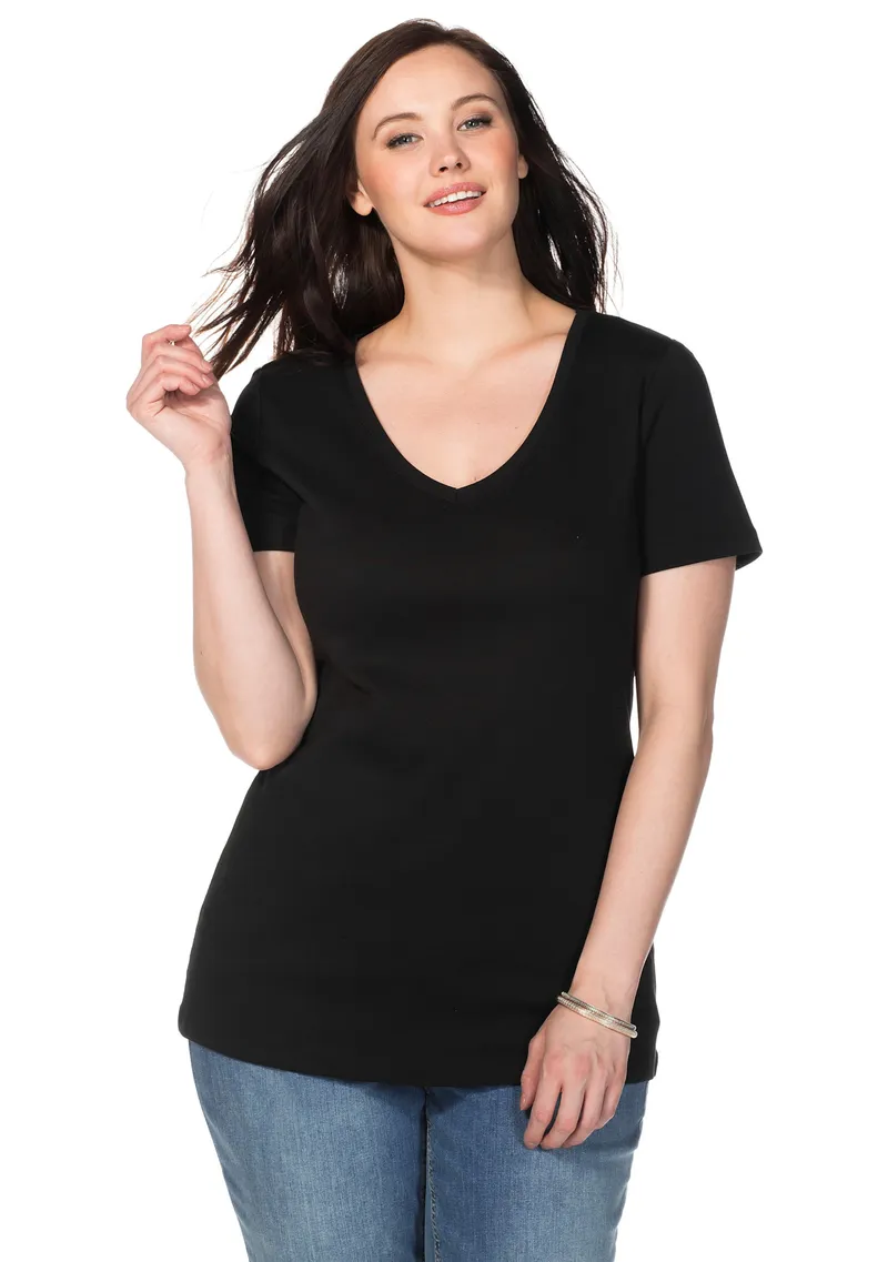 sheego T-Shirt schwarz, Schwarz, – Produktbild 2 von 3