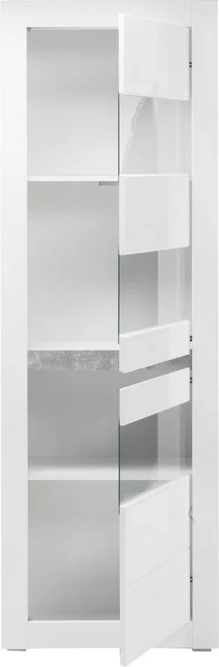 Home affaire Vitrine Carat Höhe 198 cm, zwei Leisten angeliefert, 1 x grau, 1 x weiss, Weiß, – Produktbild 4 von 8