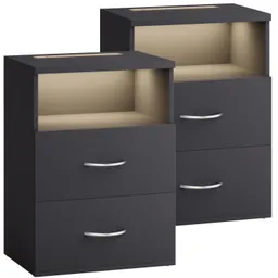 Casaria® Nachttisch Jamie 2er-Set Anthrazit 55x40x28cm – Produktbild 1 von 1