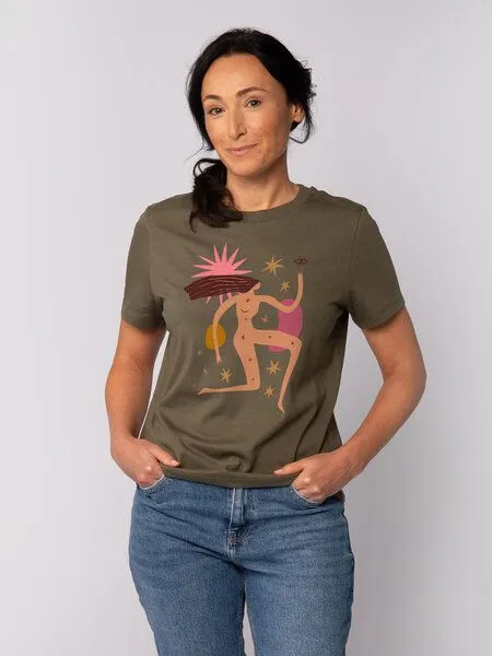 watapparel watapparel T-Shirt Frauen Love and flex, Khaki, – Produktbild 1 von 3
