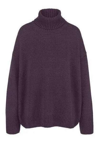 hessnatur hessnatur Strick Pullover Oversize aus Bio-Merinowolle mit Bio-Baumwolle, Dunkle traube, – Produktbild 3 von 4