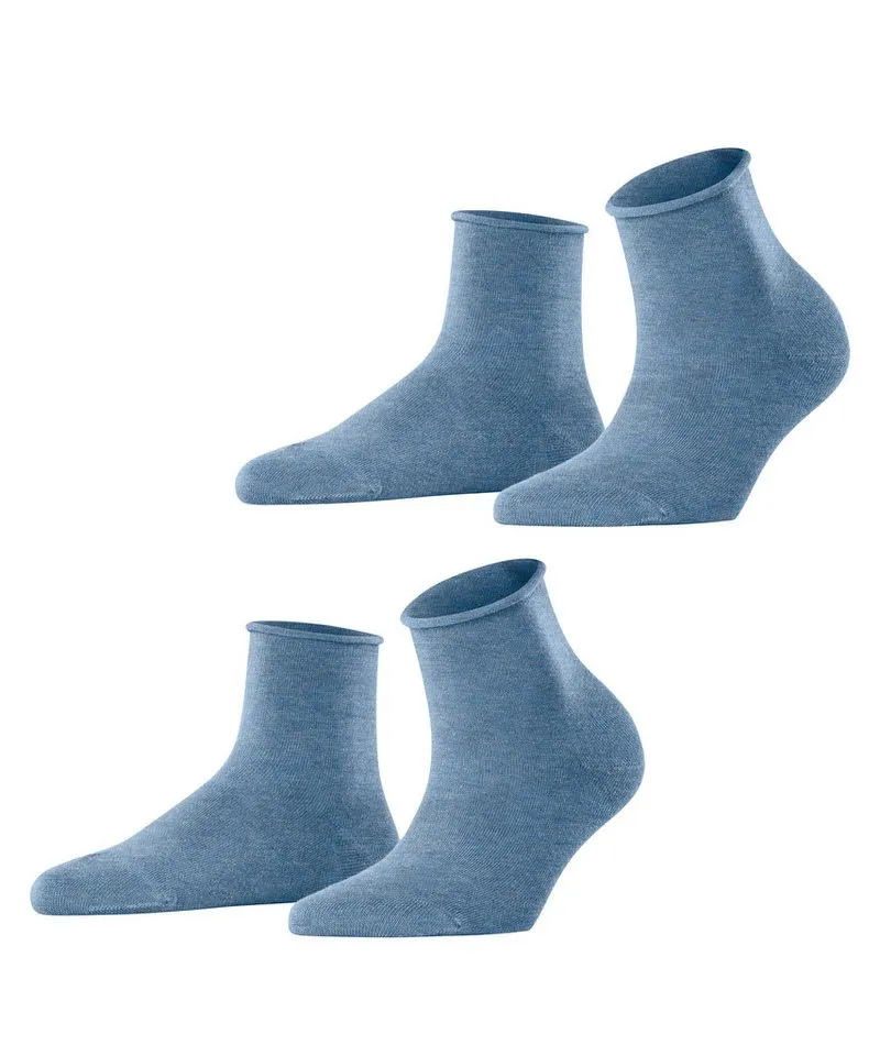 Esprit Kurzsocken Basic Pure (2 Paar) unifarbenes Basic-Design, Rollbündchen, Blau, – Produktbild 1 von 5