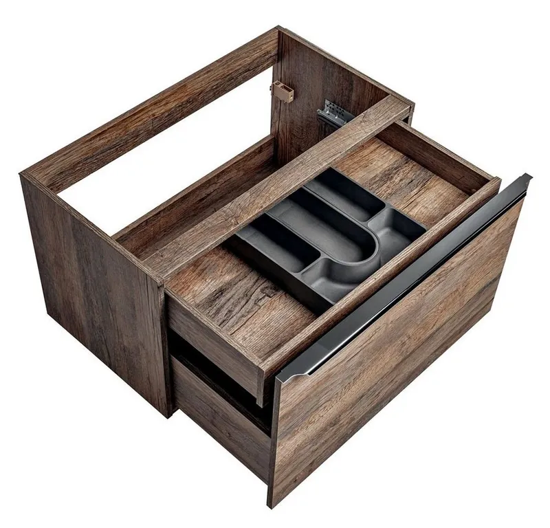 Lomadox Waschbeckenschrank PUEBLA-56 Vintage Oak Eiche 120/48,5/46 cm, Braun, – Produktbild 4 von 5