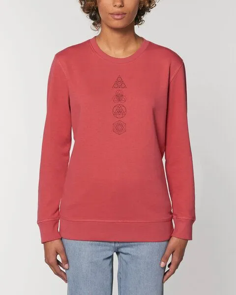 Human Family Human Family Bio Unisex Rundhals-Sweatshirt - "Araise - Geometric Line", Hellrot (rot), – Produktbild 2 von 3