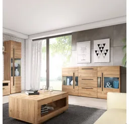Lomadox Wohnzimmer-Set TURDA-83, (Mega-Spar-Set, 3-St., 3-tlg), Eiche Grandson Nb. in modernem Stil mit Beleuchtung und Metallgriffen – Produktbild 1 von 1