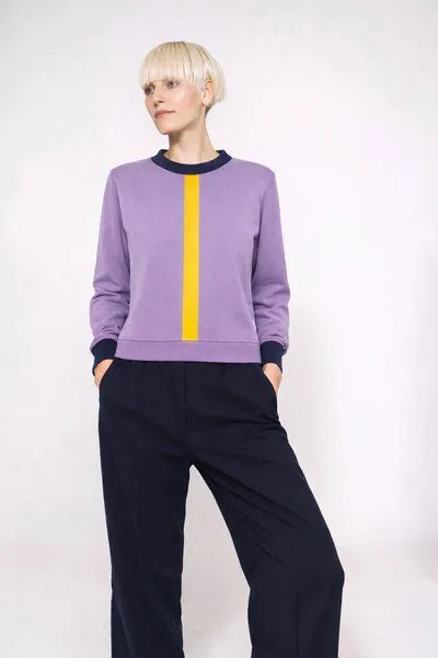 ein garten Studios ein garten Studios Colorblock Shirt aus Bio-Baumwolle und Tencel, Purple, – Produktbild 1 von 3