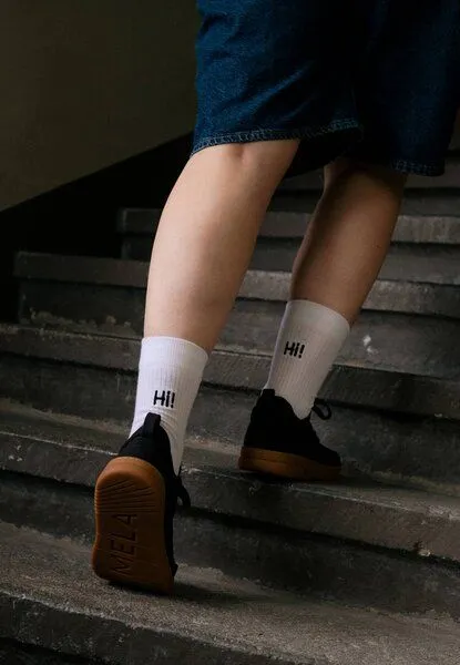 MELA MELA Gerippte Socken Stickerei 1 Paar aus 100% Bio-Baumwolle, Weiss / hi, – Produktbild 2 von 4