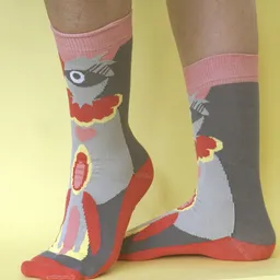 Fräulein Prusselise Fräulein Prusselise Paradies Vogel Socken, grau rosa, pink, bunt gemustert – Produktbild 1 von 1