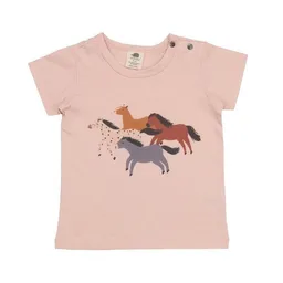 Walkiddy T-Shirt Altrosa Pferde-Frontprint Bio-Baumwolle GOTS – Walkiddy – Produktbild 1 von 1