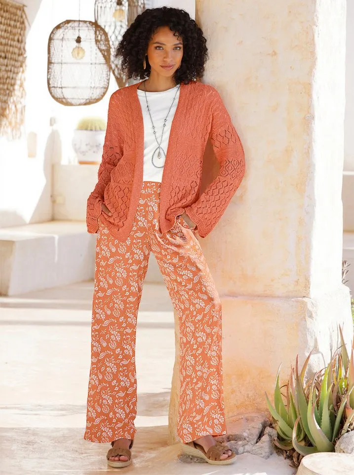 heine heine Strickjacke Cardigan Langarm Ajourstrick, Orange, – Produktbild 3 von 5