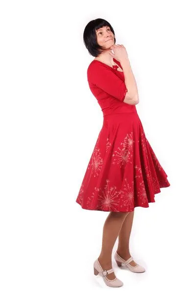 Peaces.bio - handbedruckte Biomode Peaces.bio - handbedruckte Biomode Bio-Tanzkleid "Kümmelfreude", Bordaux, – Produktbild 2 von 3