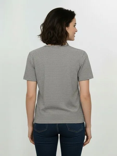 GreenBomb GREENBOMB Basic Nova - Kastiges T-Shirt aus Bio-Baumwolle / GOTS / Fair & Vegan, Grau (sandstone stripes), – Produktbild 4 von 4