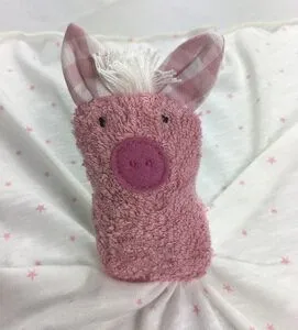 Pat und Patty Pat und Patty Personalisertes Schmusetuch/Schnuffeltuch , Greifling "Schwein" ,Farbe : rosa, 100 % Baumwolle-kbA – Produktbild 4 von 5