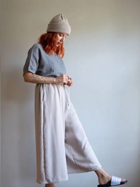 Ecostories Ecostories weite Tencel Hose Blueish Moon, Sand, – Produktbild 3 von 4