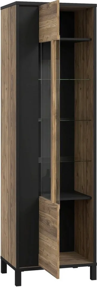 FORTE Vitrine Hayato Höhe ca. 194 cm, Braun|schwarz, – Produktbild 4 von 5