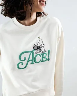 Brava Fabrics Brava Fabrics Peanuts Ace Snoopy Sweatshirt Rounded Hem Ecru – Produktbild 1 von 1