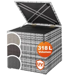 Casaria® Gartenbox Polyrattan 318L Grau mit Innenverkleidung wetterfest – Produktbild 1 von 1