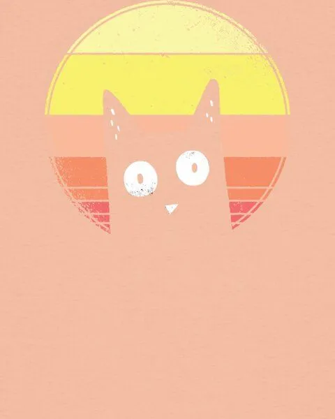 watapparel watapparel T-Shirt Frauen Sunset Cat, Fraiche peche, – Produktbild 3 von 3