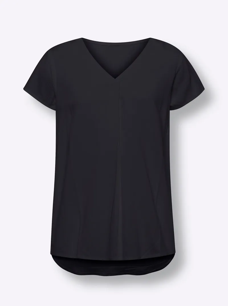 heine Kurzarm-Bluse schwarz, Schwarz, – Produktbild 1 von 2
