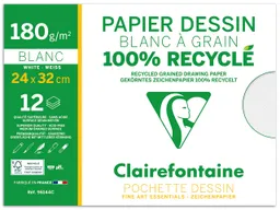 Clairefontaine Clairfontaine 'Dessin à grain Recycle' - Mappe mit Zeichenpapier, 24 x 32 cm, 12 Blatt – Produktbild 1 von 1