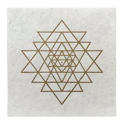 Veskor Cassiopeia Veskor Cassiopeia SRI YANTRA Symbol Linoldruck | 22 × 22 cm | Gold auf Naturweiß – Produktbild 1 von 1