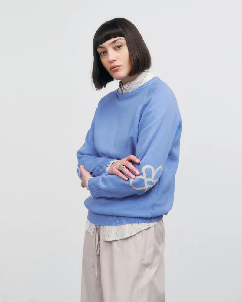 Rotholz Rotholz Damen vegan Strickpullover Blume Blau, Blau, – Produktbild 1 von 2