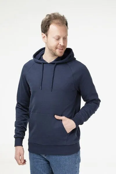 Evermind Evermind Unisex Raglan Hoodie aus Bio-Baumwolle, Dunkelmarine, – Produktbild 4 von 4