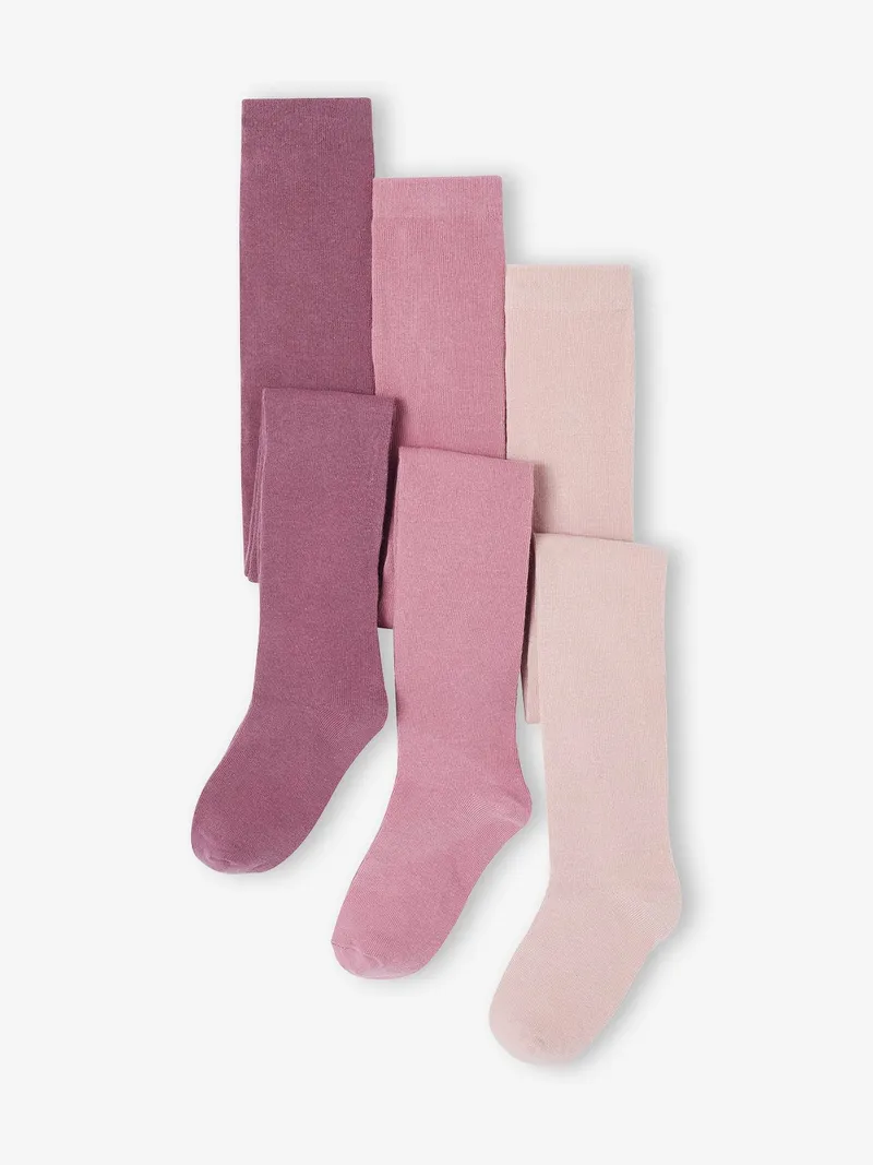 Vertbaudet 3er-Pack Mädchen Strumpfhosen BASIC, Altrosa, – Produktbild 1 von 2