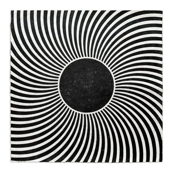 Veskor Cassiopeia Veskor Cassiopeia PSYCHEDELIC SUN Op-Art Linoldruck | 40 x 40 cm | Schwarz auf Naturweiß – Produktbild 1 von 4
