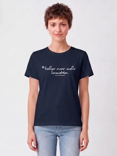 watapparel watapparel T-Shirt Frauen Früher war mehr Lametta, French navy, – Produktbild 2 von 2
