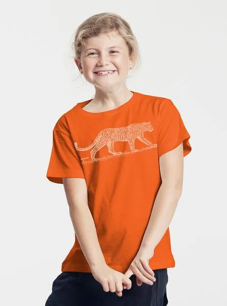 Peaces.bio - handbedruckte Biomode Peaces.bio - handbedruckte Biomode Bio-Kinder T-Shirt Leopard, Orange, – Produktbild 3 von 3