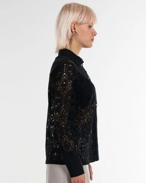 Alma & Lovis Alma & Lovis Edle Spitzenbluse aus Bio-Baumwolle mit Elasthan | Lace Blouse, Raven (schwarz), – Produktbild 3 von 4