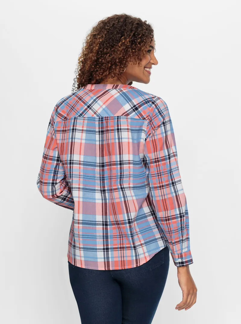 Witt Karobluse grapefruit-himmelblau-kariert, Grapefruit-himmelblau-kariert, – Produktbild 2 von 2