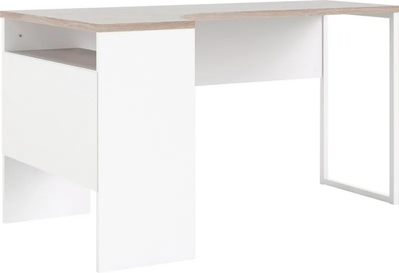 Home affaire Eckschreibtisch Plus, Schreibtisch mit vielen Stauraummöglichkeiten, Gestell aus Metall, Weiß, – Produktbild 5 von 5