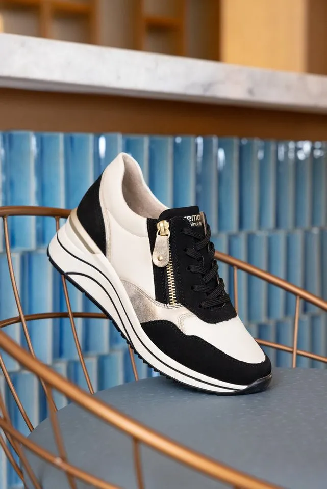 Remonte Remonte Keilsneaker, Freizeitschuh, Halbschuh, Schnürschuh, vegane Verarbeitung, Schwarz|weiß, – Produktbild 2 von 5