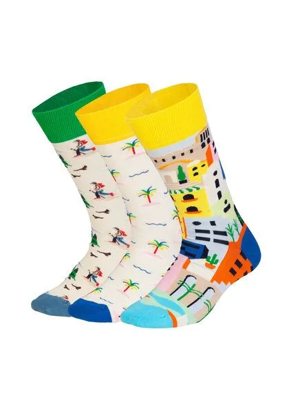 DillySocks DillySocks Socken „Vacation Mode On“, Gelb blau weiss beige, – Produktbild 1 von 4