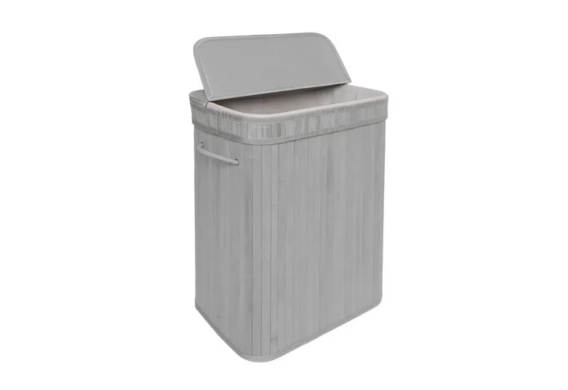 RELAXDAYS RELAXDAYS Wäschekorb Bambus Wäschekorb mit Deckel (1 St), grau, 72 L, Grau, – Produktbild 1 von 5