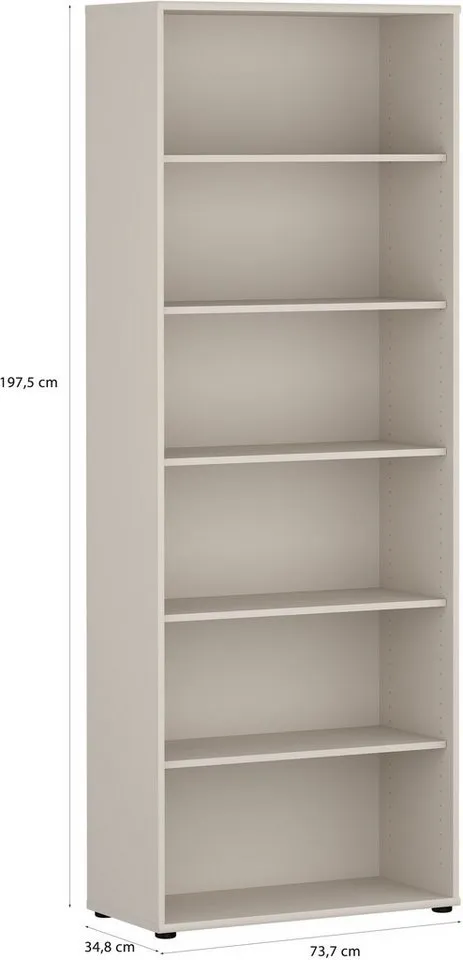 FORTE Regal Tempra, Mehrzweckregal, Höhe 197,5 cm, 5 Ablageböden, Breite 73,7 cm, Beige, – Produktbild 8 von 8