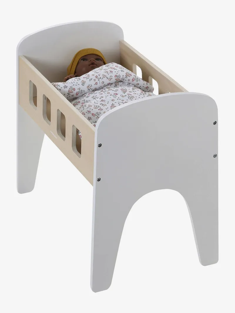Vertbaudet Puppenbett MINI RETRO Holz FSC®, Weiß, – Produktbild 1 von 3