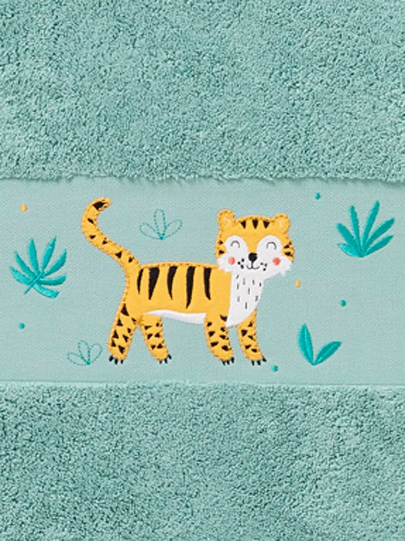 Vertbaudet Kinder Handtuch TIGER, Grün, – Produktbild 2 von 3