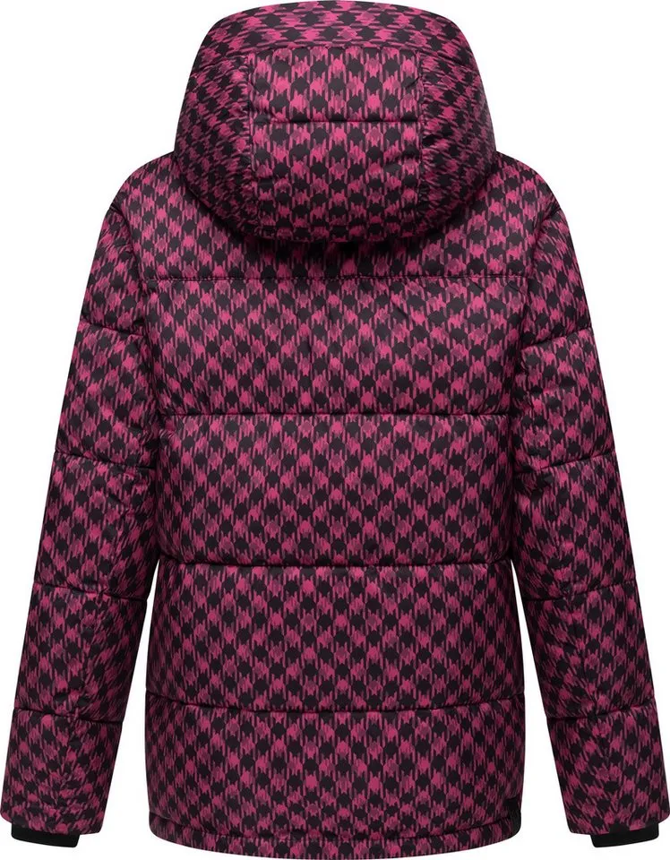 ragwear ragwear Steppjacke Wikesh Print Wasserdichte Damen Winterjacke mit Hahnentritt-Muster, Rosa, – Produktbild 4 von 4